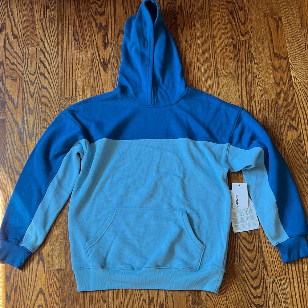 Sonoma Two-Tone Blue Crewneck Hoodie - Dark & Light Blue